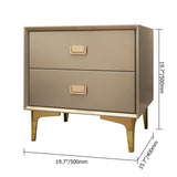 Modern Nightstand 2-Drawer Bedside Table in Gold Finish Champagne