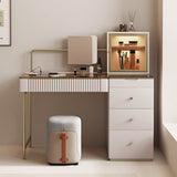 Modern Makeup Vanity Set Mirrored Dressing Table with Jewelry Storage & Cabinet & Stool Champagne
