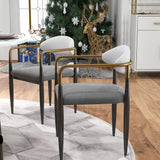 Otrast PU Leather Dining Chair Upholstered Arm Chair (Set of 2) White & Gray