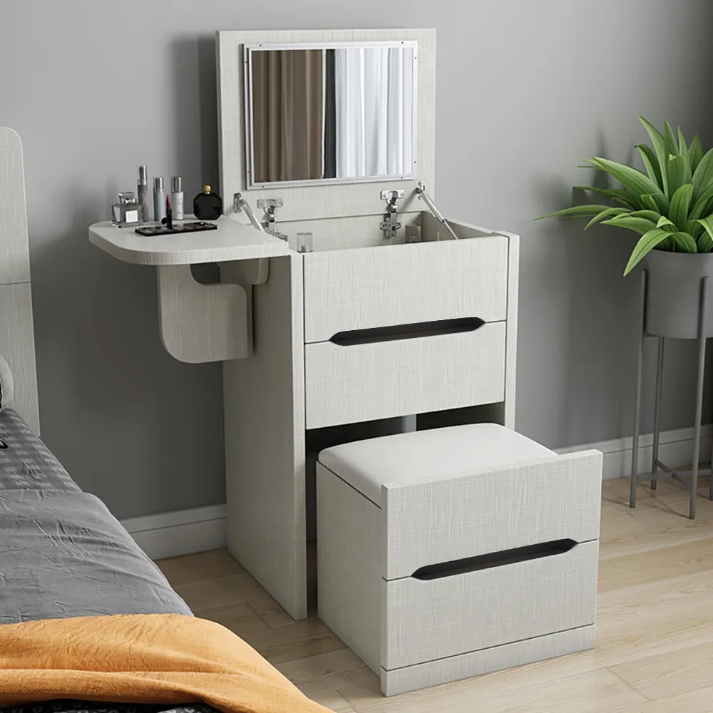 Versatile Mini Vanity Desk and Bedside Table Combo White