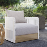 White Black Woven Rope Outdoor Swivel Chair Sofa 360 Degree Rotatable Coastal Patio Armchair White