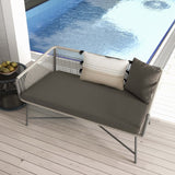 Outdoor PE Rattan Loveseat with Cushion Pillows Included Patio Sofa Metal Legs Multi