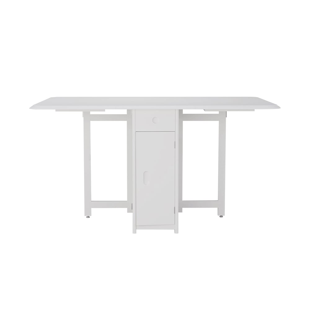 Modern Solid Wood Folding 5 Piece Dining Table Set for 4 White