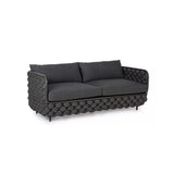 Martic 53.1" Wide Aluminum & Rope Outdoor Loveseat Patio Sofa with Cushions Black