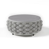 Tatta Sintered Stone-top Round Coffee Table with Textilene Rope Woven Base Gray