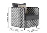 Martic 27.6" Wide Modern Aluminum & Rope Outdoor Patio Sofa with Cushion in Gray Gray