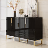 Aro Contemporary Sideboard Buffet 4-Door Sideboard Table Kitchen Buffet Table Black