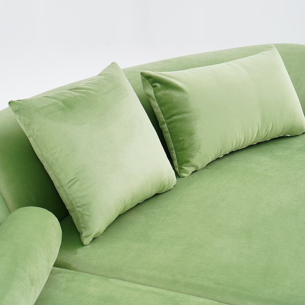 Curved Velvet Modular Sofa Sectional - Comfy Velvet Couch for Living Spaces Green