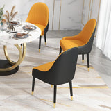 Modern PU Leather (Set of 2) Dining Chairs with Metal Legs Orange & Black