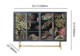 Modern Sideboard Buffet Colored Drawing Surface Tempered Glass Doors 53.1"W x 15"D x 37.4"H