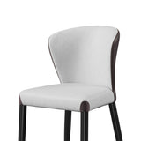 Modern Gray (Set of 2) Upholstered Wingback Dining Chairs PU Leather Gray & Brown