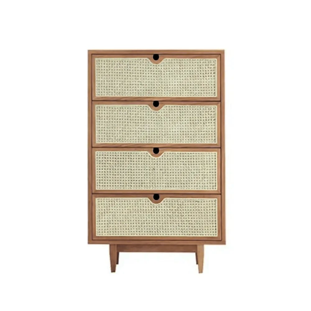 Carled Mid Century Modern Natural 3 Drawers Chest Rattan Woven 27.6"W x 15.7"D x 39.4"H