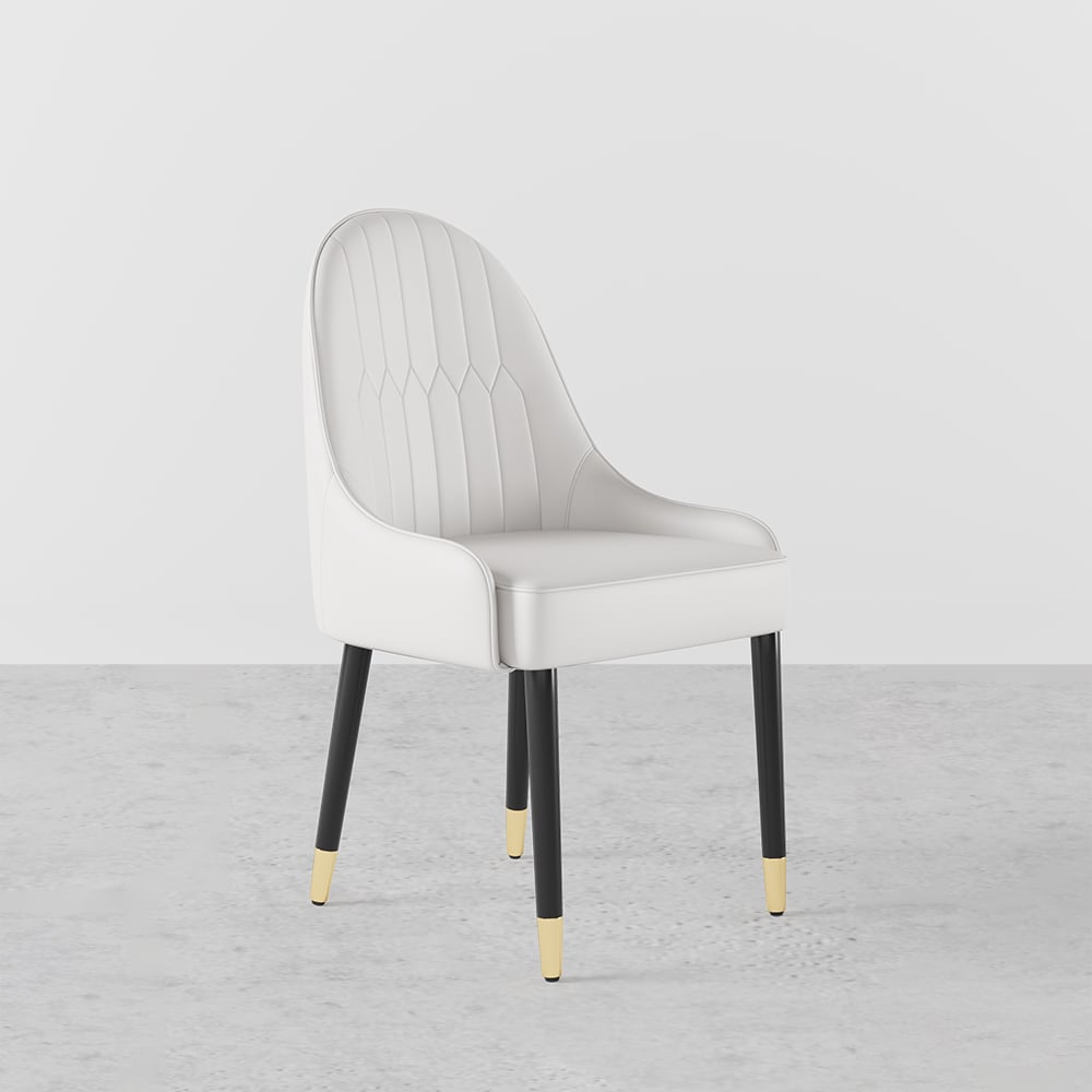 Modern PU Leather (Set of 2) Dining Chairs with Metal Legs White