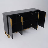 Aro Contemporary Sideboard Buffet 4-Door Sideboard Table Kitchen Buffet Table Black