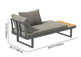 4 Pieces Aluminum Wood Outdoor Sectional Sofa Set for 5 Person with Dining Table in Gray Natural & Gray