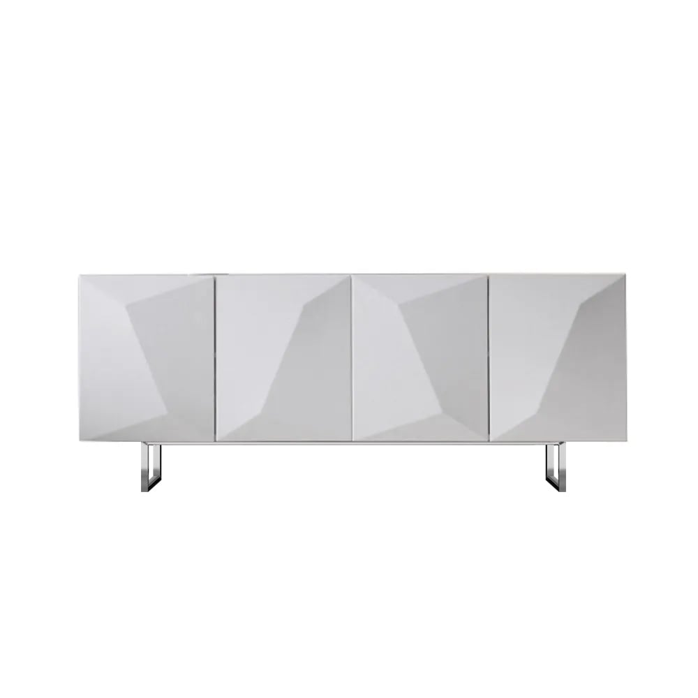 Modern Buffet Sideboard Kitchen Cabinet with 4 Doors Adjustable Shelves White