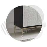 Modern Sideboard Buffet White Natural Shell Surface with Doors & Shelves White & Black