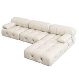 L-Shaped Sofa With Rolled Pillow Top Arm Beige