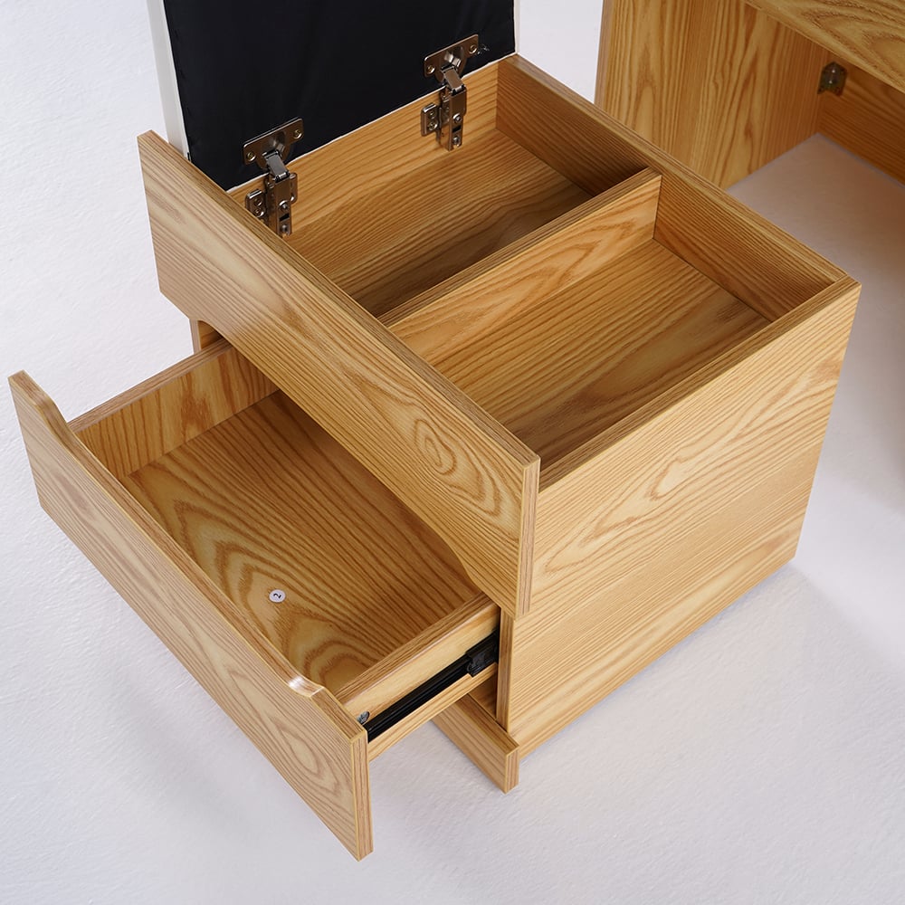 Versatile Mini Vanity Desk and Bedside Table Combo Natural