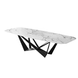 Modern Stylish Dining Table Rectangle White Sintered Stone Top in Large 78.7"L x 39.4"W x 29.5"H