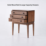 Tanic Mid Century Modern Chest Cabinet with Storage 3 Drawers of Ash Wood in Walnut Walnut