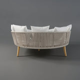 Modern Style Rattan Outdoor Daybed with Cushion Pillow in White White & Gray