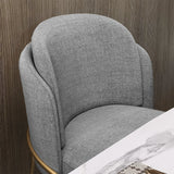 Linenic Modern Dining Chair Modern Cotton&Linen Upholstered Side Chair in Gold Gray