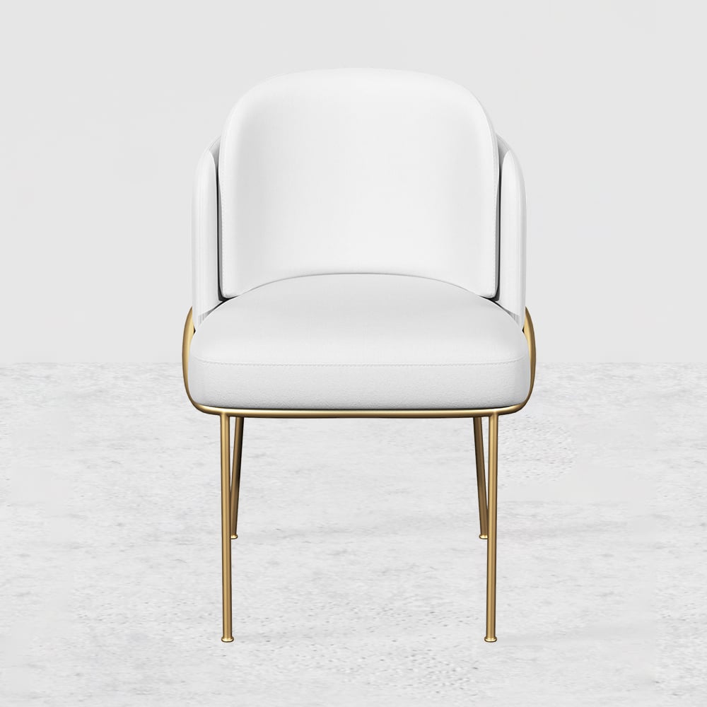 Linenic Modern Dining Chair Modern Cotton&Linen Upholstered Side Chair in Gold White