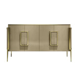 Vectic Modern Gold Sideboard Buffet Tempered Glass Top with 4 Doors & 4 Shelves Gold