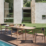 7 Pieces Modern Outdoor Dining Set with Wood Table and Chair in Natural Natural