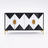 Wovuna Black & White Sideboard Buffet Accent Cabinet Gold 59.1"W x 15.7"D x 34.6"H