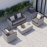 Martic 27.6" Wide Modern Aluminum & Rope Outdoor Patio Sofa with Cushion in Gray Gray