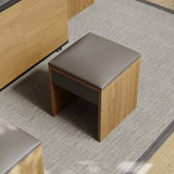 Modern Lift Top Coffee Table Multi Functional Table with Drawers & Shelves & Upholstered Stool Brown & Walnut