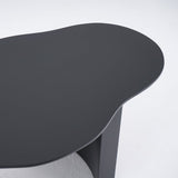 Japandi Funky Wood Coffee Table with Abstract Cloud Shaped Black