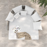 Modern Style Rattan Outdoor Daybed with Cushion Pillow in White White & Gray