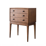 Tanic Mid Century Modern Chest Cabinet with Storage 3 Drawers of Ash Wood in Walnut Walnut