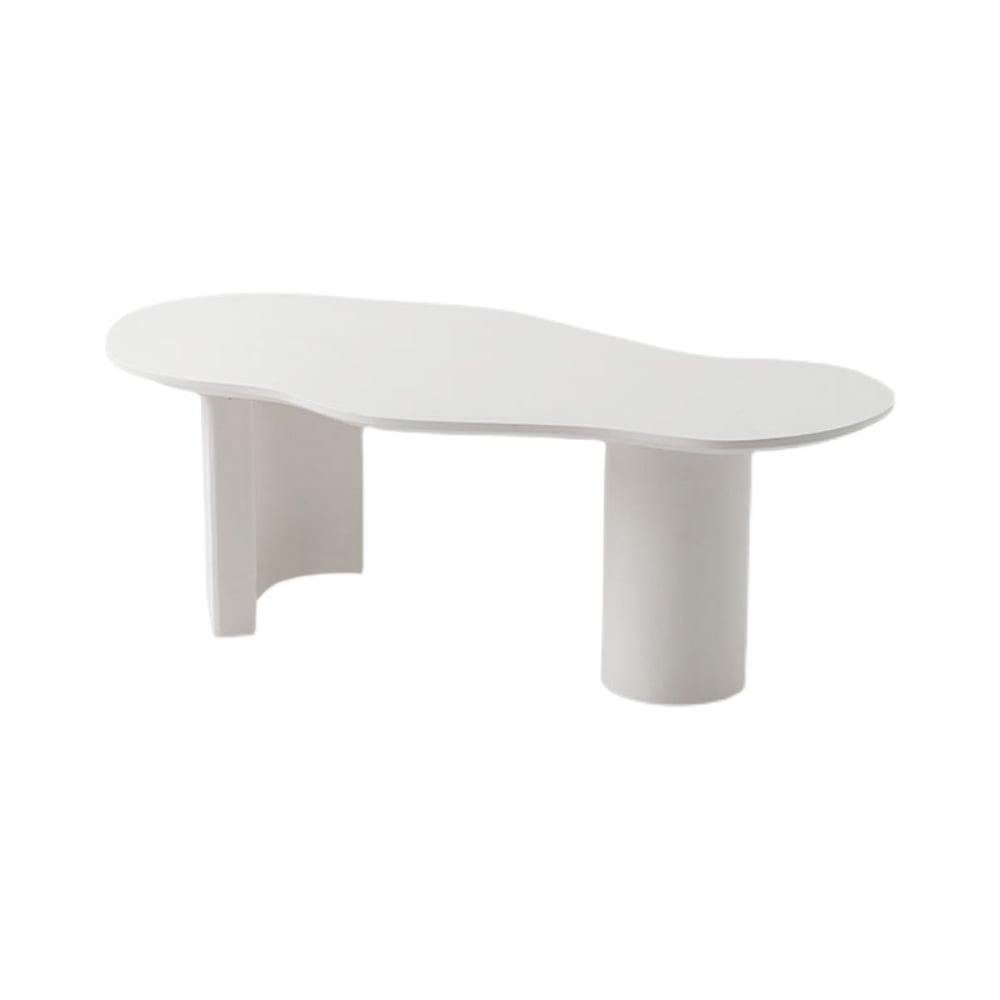 Japandi Funky Wood Coffee Table with Abstract Cloud Shaped White