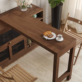 Storage Sideboard Cabinet Extendable Wood Buffet Foldable Dining Table Walnut