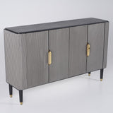 Modern Sideboard Buffet Black Kitchen Cabinet with 4 Doors in Gold Gray