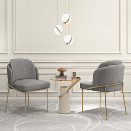 Linenic Modern Dining Chair Modern Cotton&Linen Upholstered Side Chair in Gold Gray