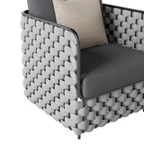 Martic 27.6" Wide Modern Aluminum & Rope Outdoor Patio Sofa with Cushion in Gray Gray