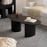 Japandi Funky Wood Coffee Table with Abstract Cloud Shaped Black