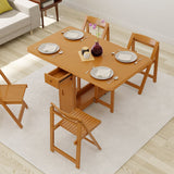 Modern Solid Wood Folding 5 Piece Dining Table Set for 4 Natural