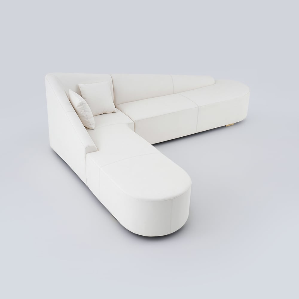 Modern L-Shaped Corner Sectional Sofa for Living Room Faux Leather Upholstery White