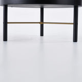 Modern Round Wood Rotating Tray Coffee Table with Storage & Metal Legs Black