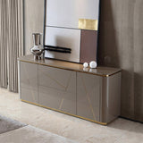 Janice Gray Sideboard Buffet with Drawer & Shelves Gold Sideboard Cabinet Gold & Gray