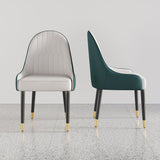 Modern PU Leather (Set of 2) Dining Chairs with Metal Legs White & Green