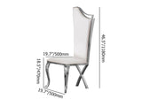 Modern Upholstered Dining Chairs Set of 2 High Back Side Chair Stainless Steel Legs White & Silver