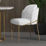 Linenic Modern Dining Chair Modern Cotton&Linen Upholstered Side Chair in Gold White