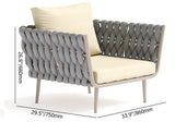 4 Pieces Outdoor Sectional Sofa Set with Webbing Seats and Cushions in Beige & Gray Beige